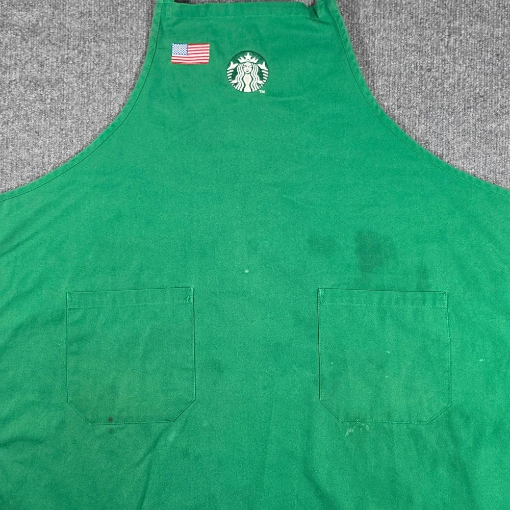 Starbucks Barista Apron Bundle Green American Flag & Holiday Red Siren Logo 2pk